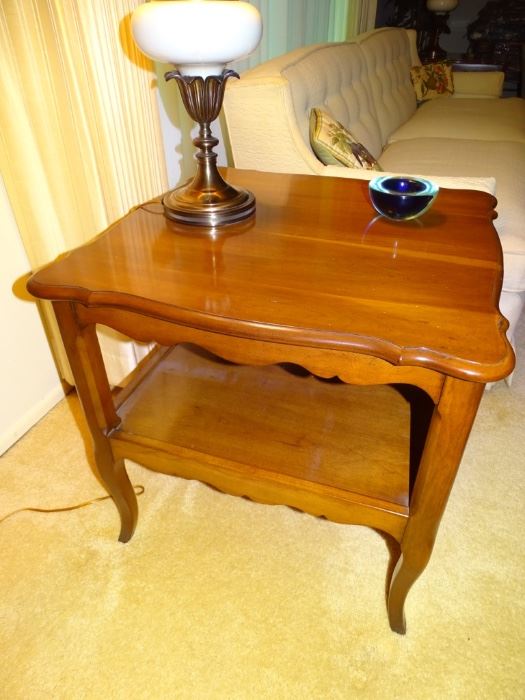 One of two cherry end tables.