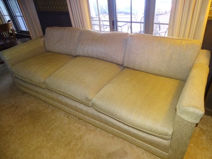 Herringbone tweed sofa.