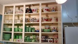 fire king jadeite dot tulip and mckee kitchen bowls