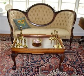 Va. Metalcrafters Brass, Victorian Sofa, Large Room size Oriental Rug