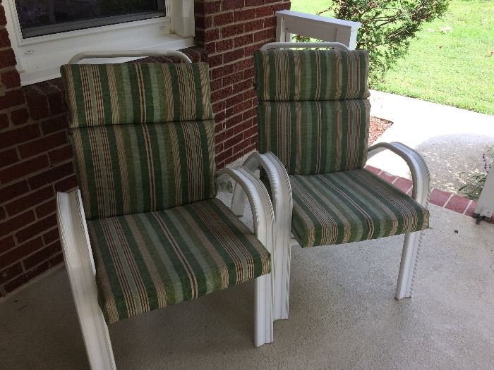 Two aluminum chairs with new cushions
