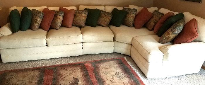 Very nice four piece sectional & many throw pillows