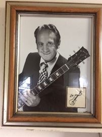 Les Paul framed photograph, one of 20-30 framed photos of celebrities that hung in Hap Townes Restaurant