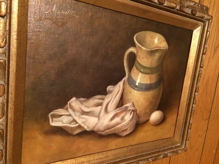 Robert Meredith, Water pitcher with egg, oil, 16x12