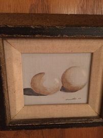 Robert Meredith, Two Eggs, oil, 4x4
