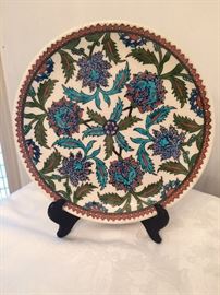 Middle Eastern hand made/painted pottery plate, Turkey