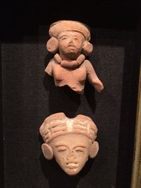 Pre-Columbian effigies in shadowbox frame