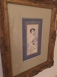 Paul Zerelinski, Regal Lady, 4x9, watercolor, inscribed on back to Hap and signed by artist, dated 1976