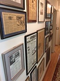 Hap Townes honor wall with photos and framed articles of Townes' career