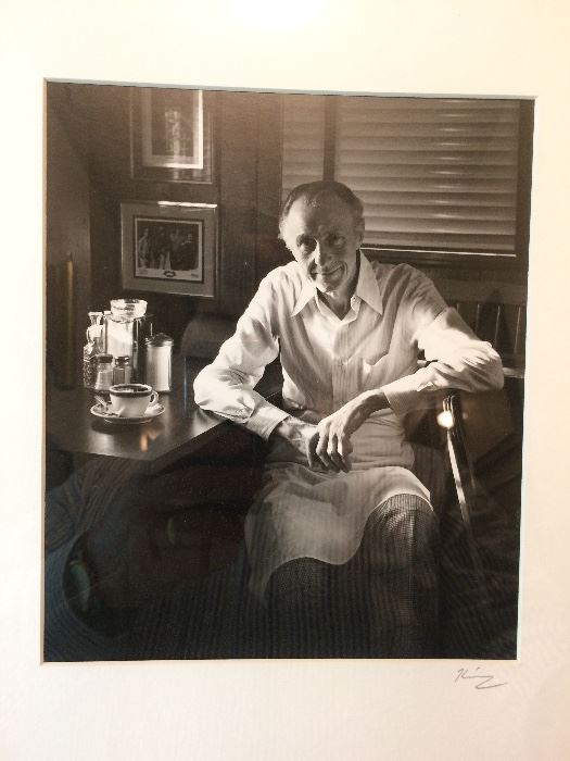 Black and white framed photographic print by Greg Kinney of famed restaurateur Hap Townes who passed away in 2012 at the age of 89. 