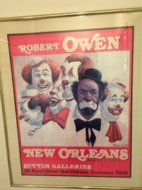 Robert Owen, 1979 poster, New Orleans Gallery, framed, signed. See also Clown with Ballons, oil, by Owen