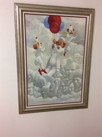 Robert Owen, On the way Up, Clowns with Balloons, 24x36, oil 