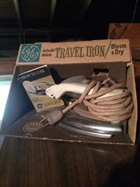 Vintage travel iron, new in box