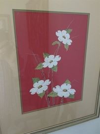 Dogwoods, oriental or woodblock style