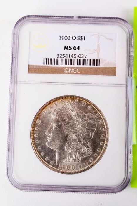 Lot 297 - Coin 1900-O Morgan Silver Dollar NGC MS64