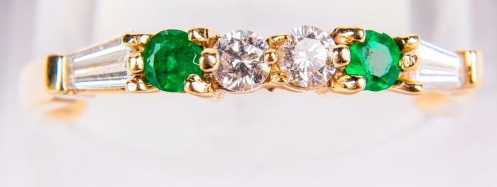 Lot 5 - Jewelry 14kt Yellow Gold Emerald & Diamond Ring