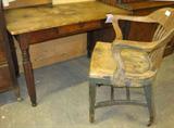 Old Desk (Possibly used at Wrigley Field Ticket Booth), and Vintage Chair on wheels