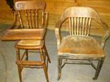 High Chair, and Old Chair on Rollers (also shown in photo with desk)