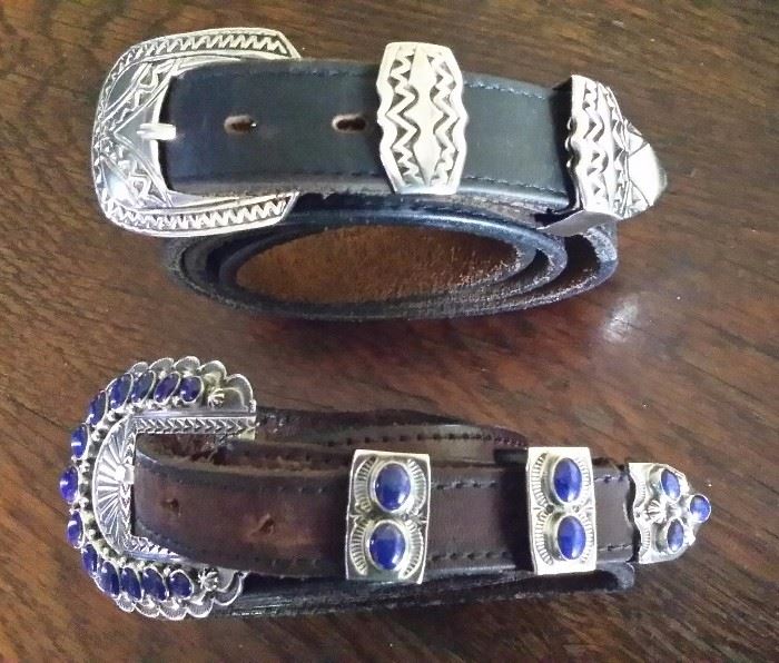 Sterling buckle set marked C R sterling                              Buckle set - sterling with lapis, marked Sunshine Reeves sterling