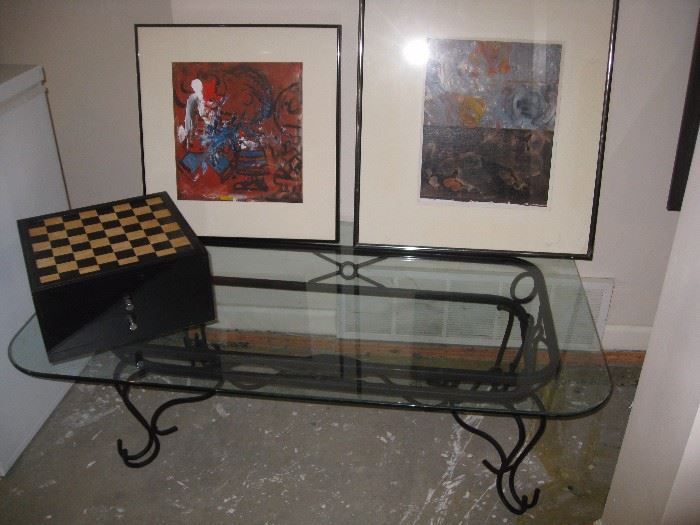 Glass/metal coffee table