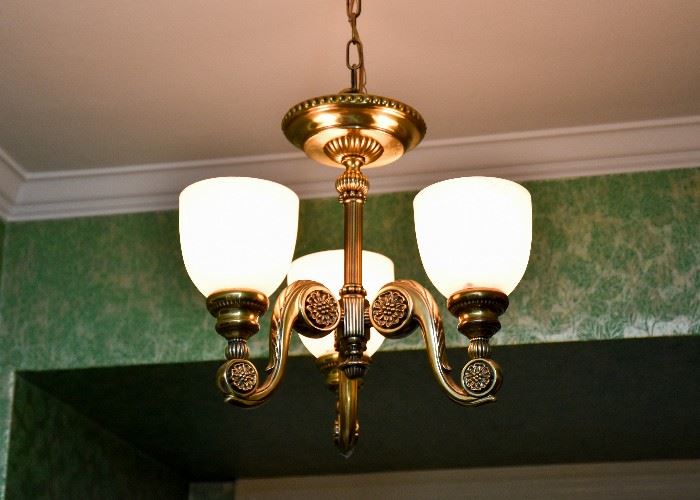 Vintage 3-Arm Brass Ceiling Light / Chandelier