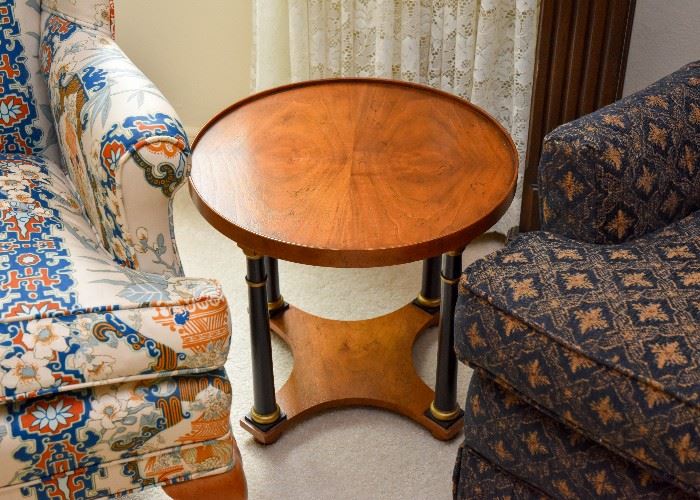 Elegant Round Wood Side Tables (There are a pair of these.) 