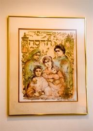 Framed Original Artwork, Judaica, Signed by Artist