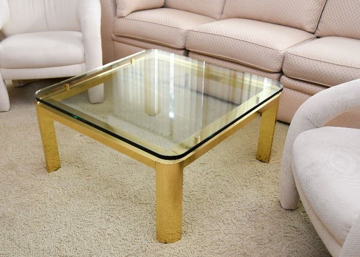 Vintage Brass & Glass Coffee / Cocktail Table