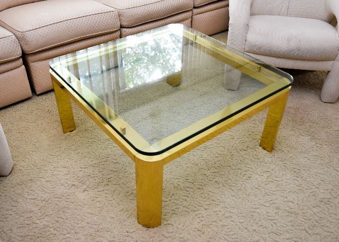 Vintage Brass & Glass Coffee / Cocktail Table