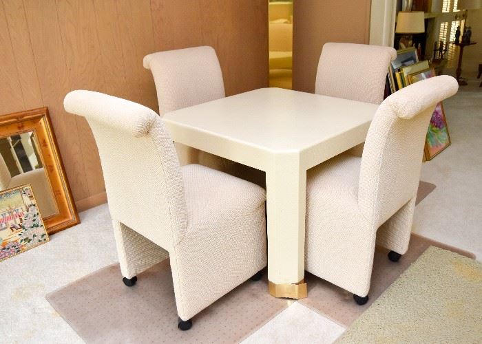 Contemporary Game Table & 4 Upholstered Chairs