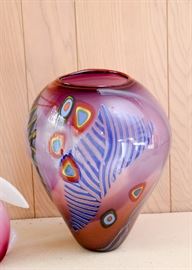 Abstract Art Glass Vase, Signed by Artist