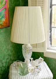 Crystal Table Lamp & Collectible Art Glass Figurines