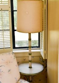Bamboo Style Pedestal Lamp End Table