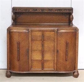 Deco oak buffet w/ carvings