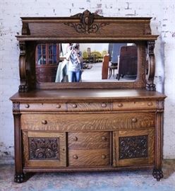 Masiive carved oak buffet