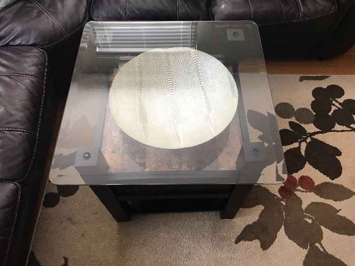 Raymour & Flanigan Glass Top Side Table - $195 Pair