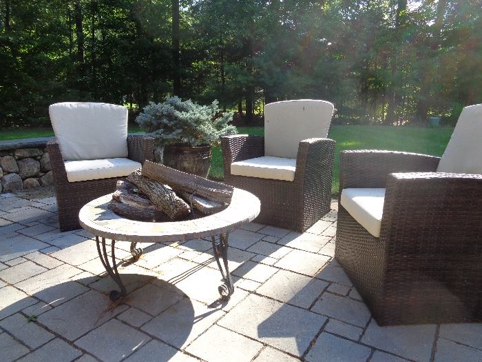 Patio set with fire place