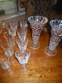 Crystal stems and heavy cut vases