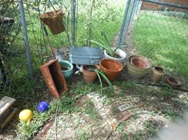 Planters, pots and galvanized tub