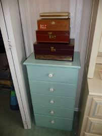 SMALL DRESSER, JEWELRY BOXES