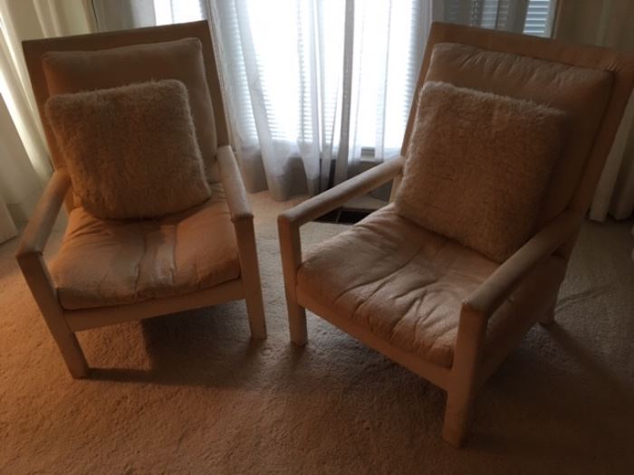 Pair of upholstered Thayer Coggin Parsons Arm Chairs
