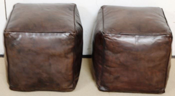Sarreid leather pouffe