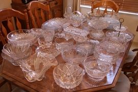 Crystal bowls and serving dishes