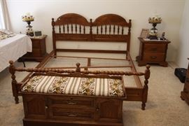 Bed frame and headboard with matching nightstands (no mattress)