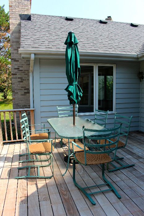 Table and Chairs, umbrella and stand