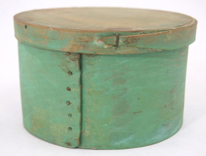 Primitive Bent Wood Pantry Box in Green Paint 