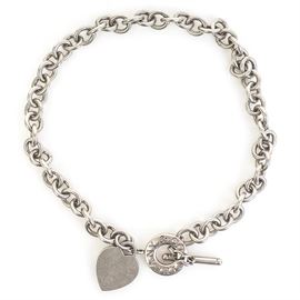 Tiffany & Co. Sterling Silver Heart Tag Toglgle Necklace