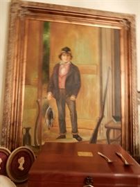 LARGE OIL PAINTING ON CANVAS OF CIVIL WAR ERA BOY