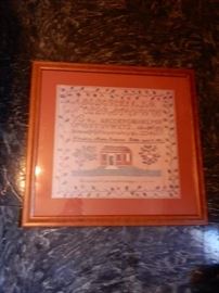 19TH CENTURY SAMPLER DONE BY MARTHA SOUTHWICK OF DUBLIN VIRGINIA