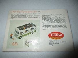 Very cool 1970's Tonka Indian Winnebago camper with original man, woman & dog figures & brochure